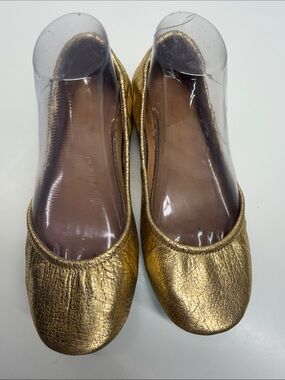 Tieks Ballet Flats Foldable Flat Shoes Slip On Comfort Metallic Gold Size 8